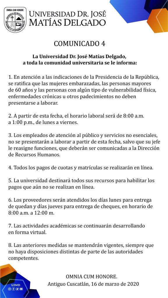 comunicado 4 Covid 19